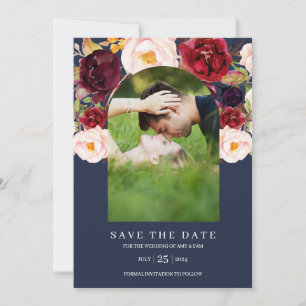 Save The Date Aquarelle Florale Arc Botanique Cadre photo Marine