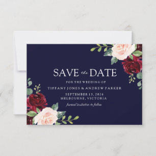 Save The Date Aquarelle florale Blush & Burgundy