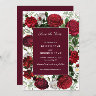 Save The Date Aquarelle florale bourguignonne moderne Mariage él
