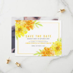 Save The Date Aquarelle florale de marigold jaune photo mariage