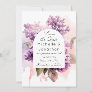 Save The Date Aquarelle florale Lilac Bible chrétienne Mariage