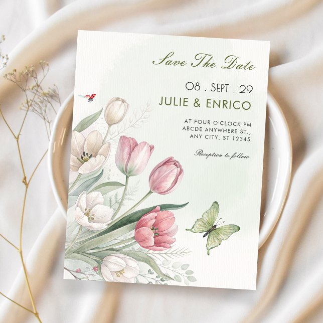 Save The Date Aquarelle florale mariage élégant (Créateur téléchargé)