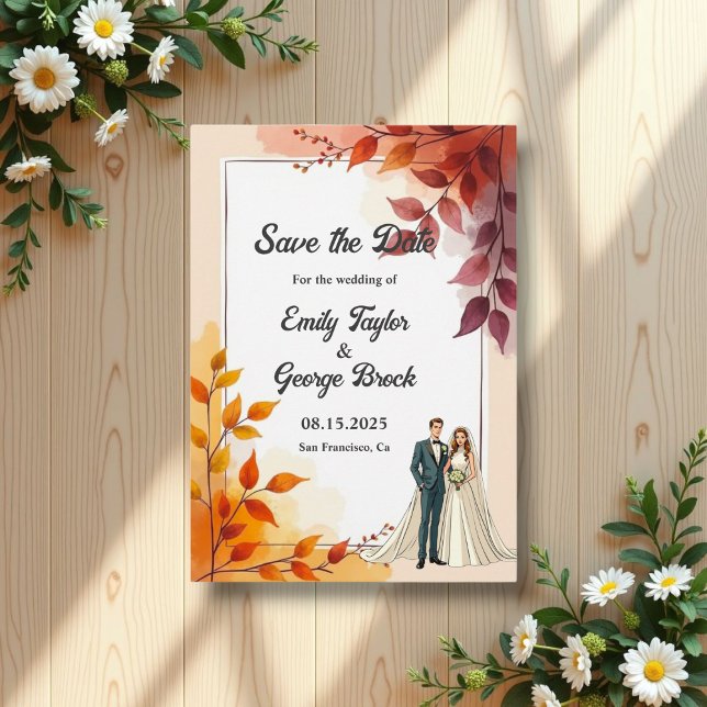 Save The Date Aquarelle Florale Mariée Et Mariage de automne De  (Créateur téléchargé)