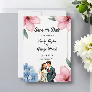Save The Date Aquarelle Florale Mariée Et Mariage D'Été Groom