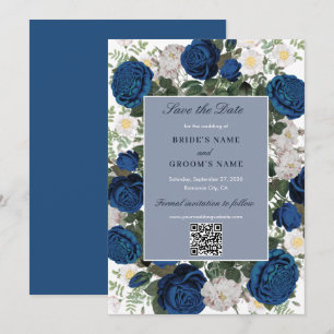 Save The Date Aquarelle Florale moderne QR Code Mariage