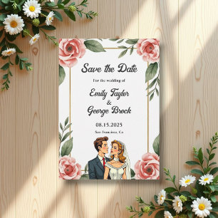 Save The Date Aquarelle Florale Romantique Mariée Et Mariage De 