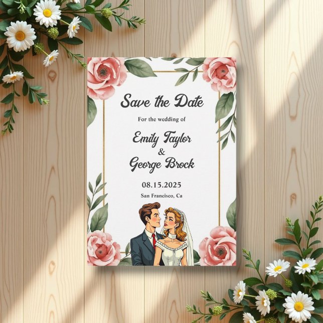Save The Date Aquarelle Florale Romantique Mariée Et Mariage De  (Créateur téléchargé)