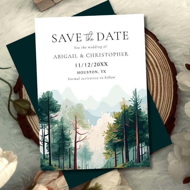 Save The Date Aquarelle Forêt Boisée Mariage Enregistrer La Date (Créateur téléchargé)