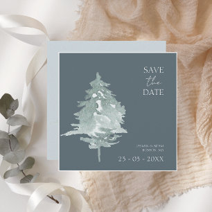 Save The Date Aquarelle Forêt Pin vert Mariage