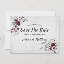 Save The Date Aquarelle gris argenté profonde de Bourgogne sur m
