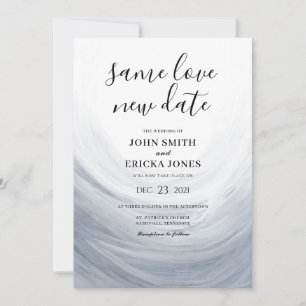 Save The Date Aquarelle gris bleu foncé Vague même Amour Nouveau