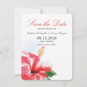 Save The Date Aquarelle Hibiscus Flower Breeze   Enregistrer la 