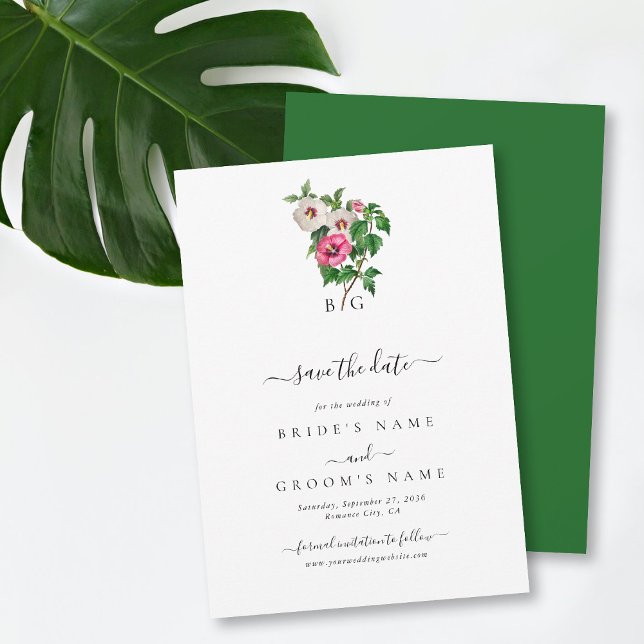 Save The Date Aquarelle Hibiscus Tropical Mariage d'été (Watercolor Tropical Hibiscus Summer Wedding Save The Date)
