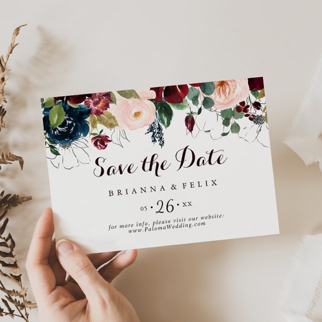 Save The Date Aquarelle illustrée Automne Mariage horizontal (Créateur téléchargé)