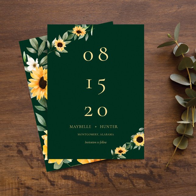 Save The Date Aquarelle jaune Tournesols & Fleur sauvage moderne (Créateur téléchargé)