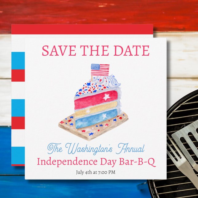 Save The Date Aquarelle Juillet 4 Fête du gâteau (Créateur téléchargé)