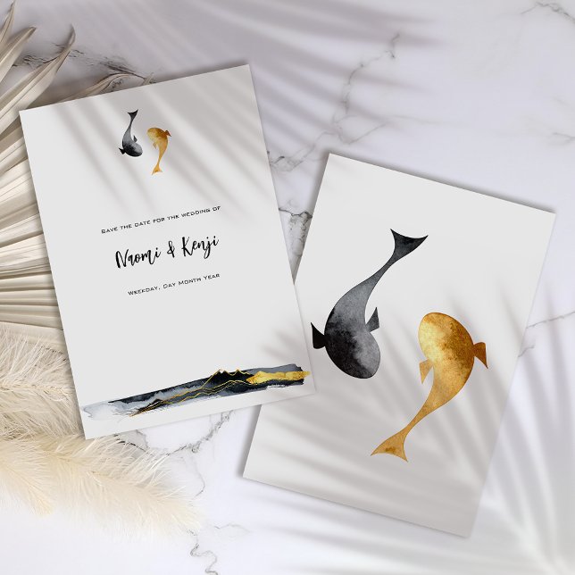 Save The Date Aquarelle Koi Fish Mariage (Créateur téléchargé)