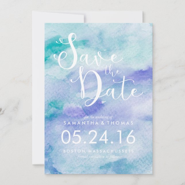 Save The Date Aquarelle Lavande et Monnaie Enregistrer la date (Devant)