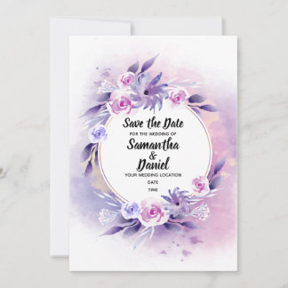 Save The Date Aquarelle Lavande et Rose violet clair