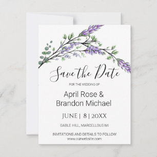 Save The Date Aquarelle Lavande Eucalyptus Enregistrer La Date