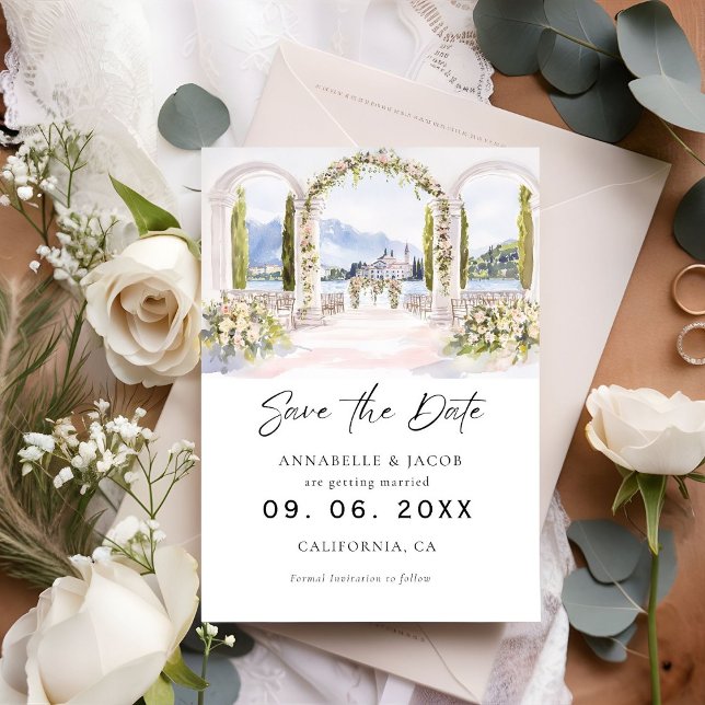 Save The Date Aquarelle Lieu de mariage Enregistrer la date (Créateur téléchargé)