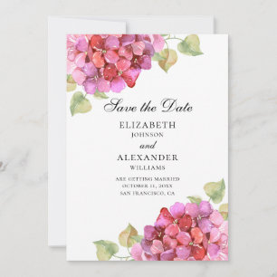 Save The Date Aquarelle lilas. Fleurs Fuchsia. Floral rose