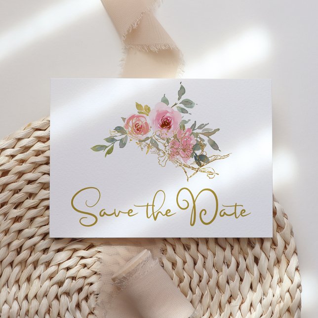 Save The Date Aquarelle Lush Blush Rose Floral Enregistrer La Da (Créateur téléchargé)
