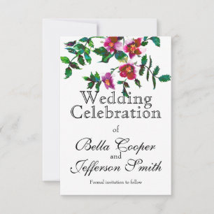 Save The Date Aquarelle magenta rose vintage roses sauvez la da