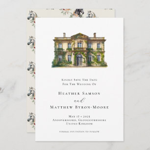 Save The Date Aquarelle Manor Anglais Mariage équestre
