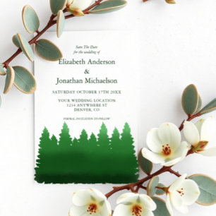 Save The Date Aquarelle Mariage des pins de bois