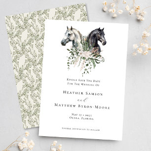 Save The Date Aquarelle Mariage équestre Élégant Chevaux