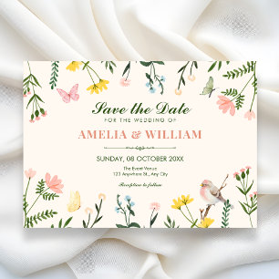 Save The Date Aquarelle mariage printanier floral coloré