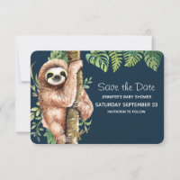 Aquarelle mignonne Sloth & Feuilles tropicaux