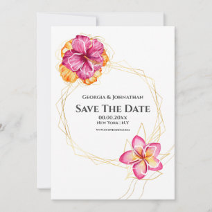Save The Date Aquarelle minimaliste floral hawaïen tropical