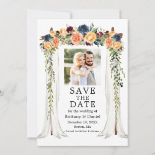 Save The Date Aquarelle Mixte Florale Mariage Photo