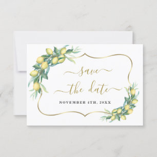 Save The Date Aquarelle moderne citron Mariage calligraphie