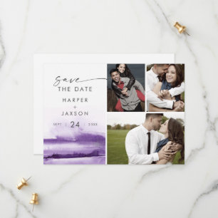 Save The Date Aquarelle moderne   Collage photo Violet 3