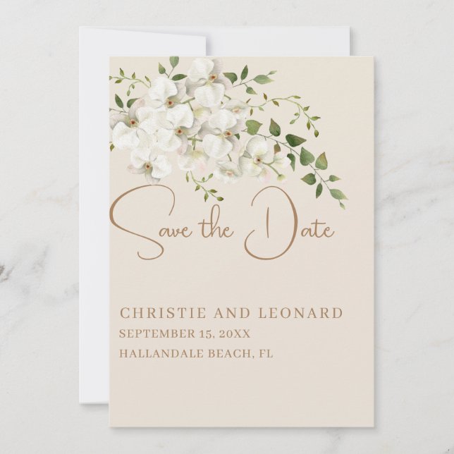 Save The Date Aquarelle moderne Elegant Orchid Enregistrer la da (Devant)