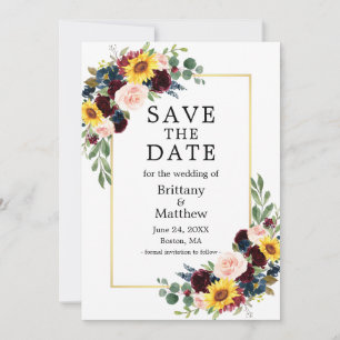 Save The Date Aquarelle moderne élégante Mixte Or Floral