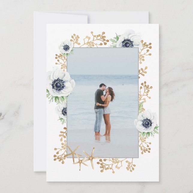 Save The Date Aquarelle Moderne Élégante Photo Fleur d'anémone (Devant)