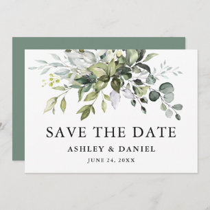 Save The Date Aquarelle moderne élégante Vert Sage Vert