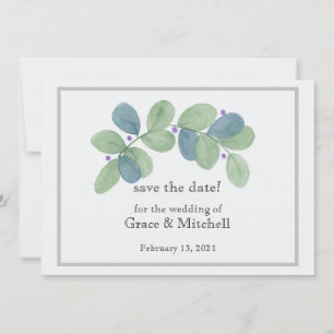 Save The Date Aquarelle moderne Eucalyptus