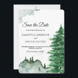 Save The Date Aquarelle moderne Hiver Nature Arbres verts Économ<br><div class="desc">Aquarelle moderne Nature d'hiver Arbres verts</div>