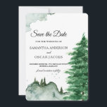 Save The Date Aquarelle moderne Hiver Nature Arbres verts Économ<br><div class="desc">Aquarelle moderne Nature d'hiver Arbres verts</div>
