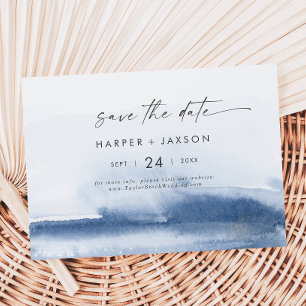 Save The Date Aquarelle moderne   Horizontal Bleu Enregistrer La