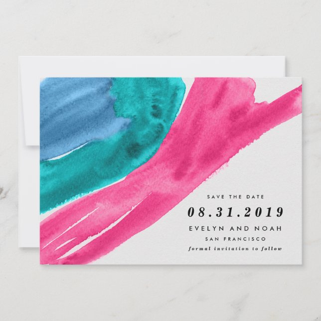 Save The Date Aquarelle moderne rose chaud Enregistrer la date (Devant)