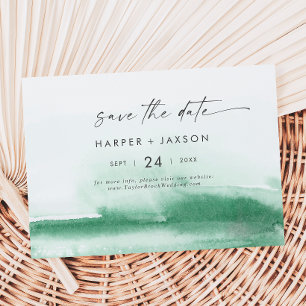 Save The Date Aquarelle moderne   Vert Horizontal Enregistrer La