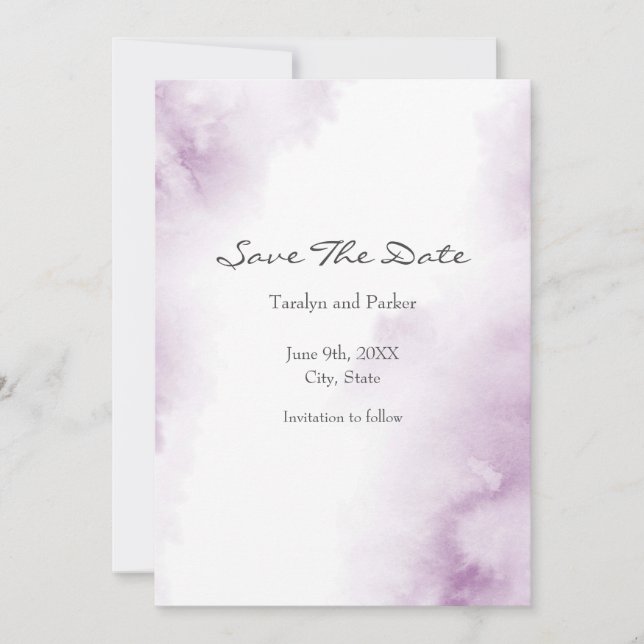 Save The Date Aquarelle molle Plum Mauve Abstraite cadre (Devant)