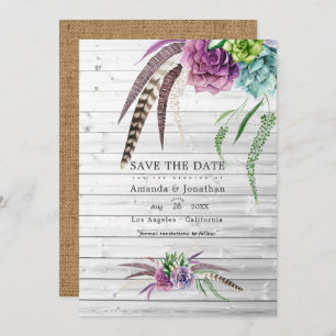 Save The Date Aquarelle mystique Succulents Mariage bohème