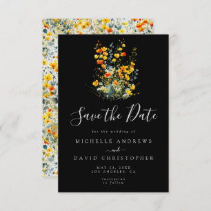Save The Date Aquarelle noire colorée Mariage floral